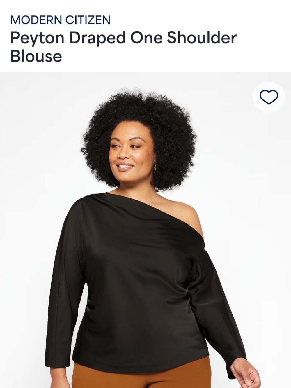 Modern Citizen Black One-Shoulder Draped Blouse